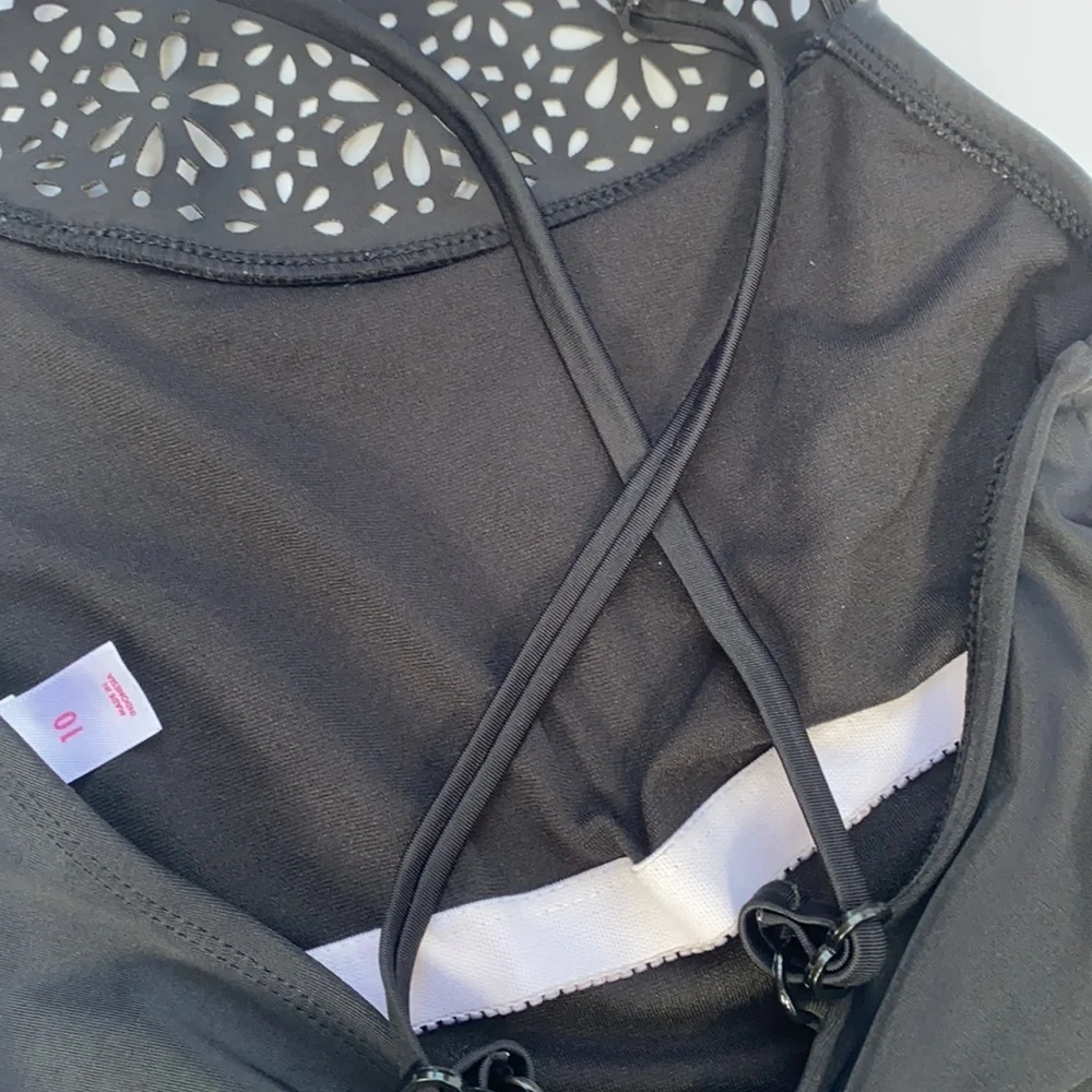 Justice black one piece bathing‎ suit girls 10